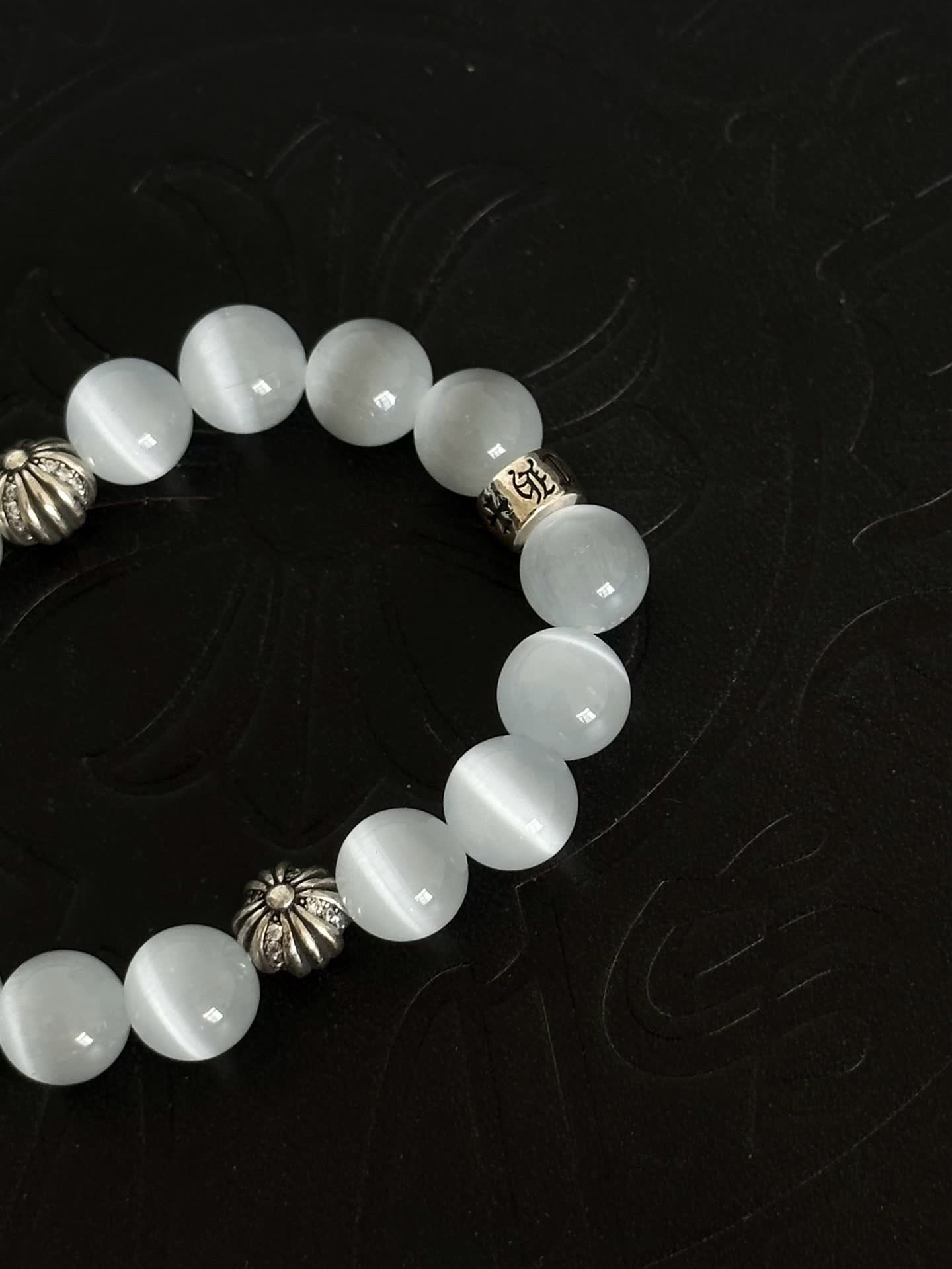 Chrome Hearts Beaded Bracelet with Silver Charms